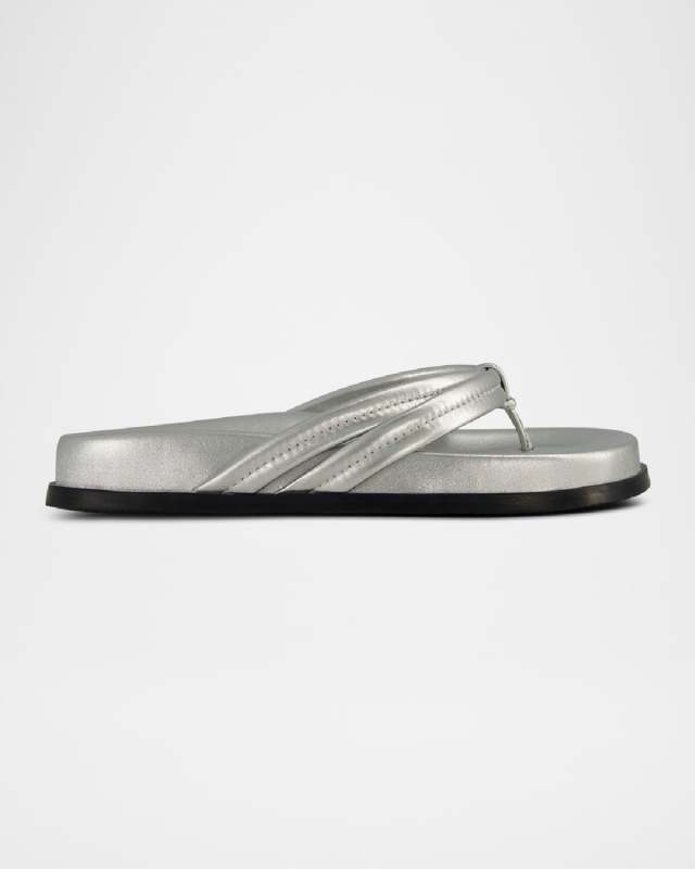 Miami Metallic Leather Thong Sandals